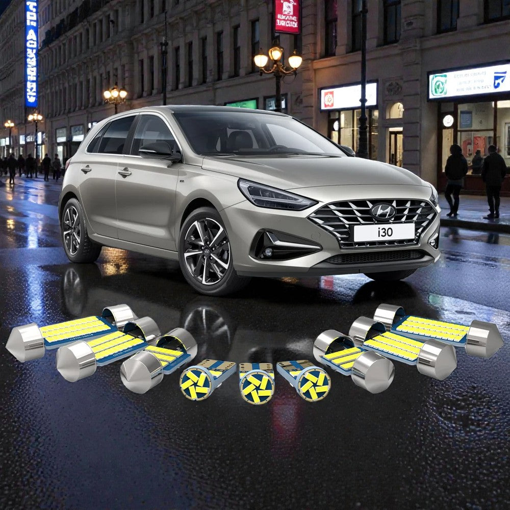Kit Luces LED Interior para Hyundai i30 2007–2025 | Súper Brillantes | Reemplazo T10 W5W | 10–12–11 Piezas